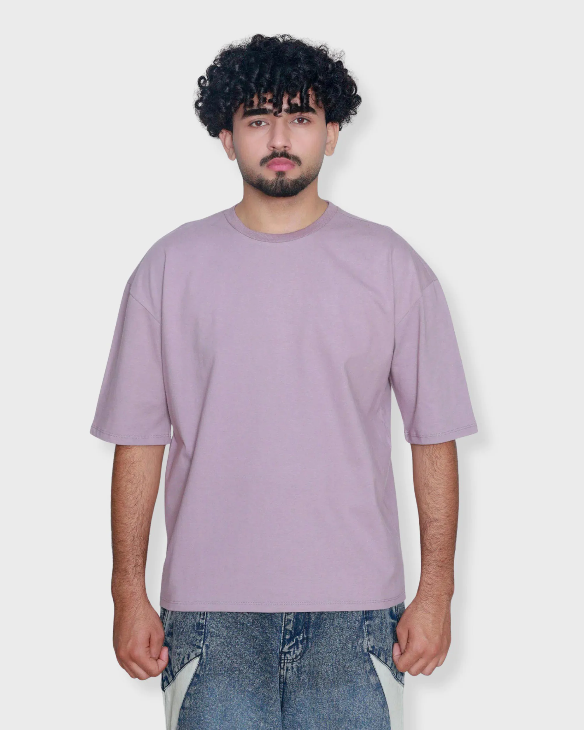 Mauve oversized box fit t-shirt with drop shoulder and clean plain design